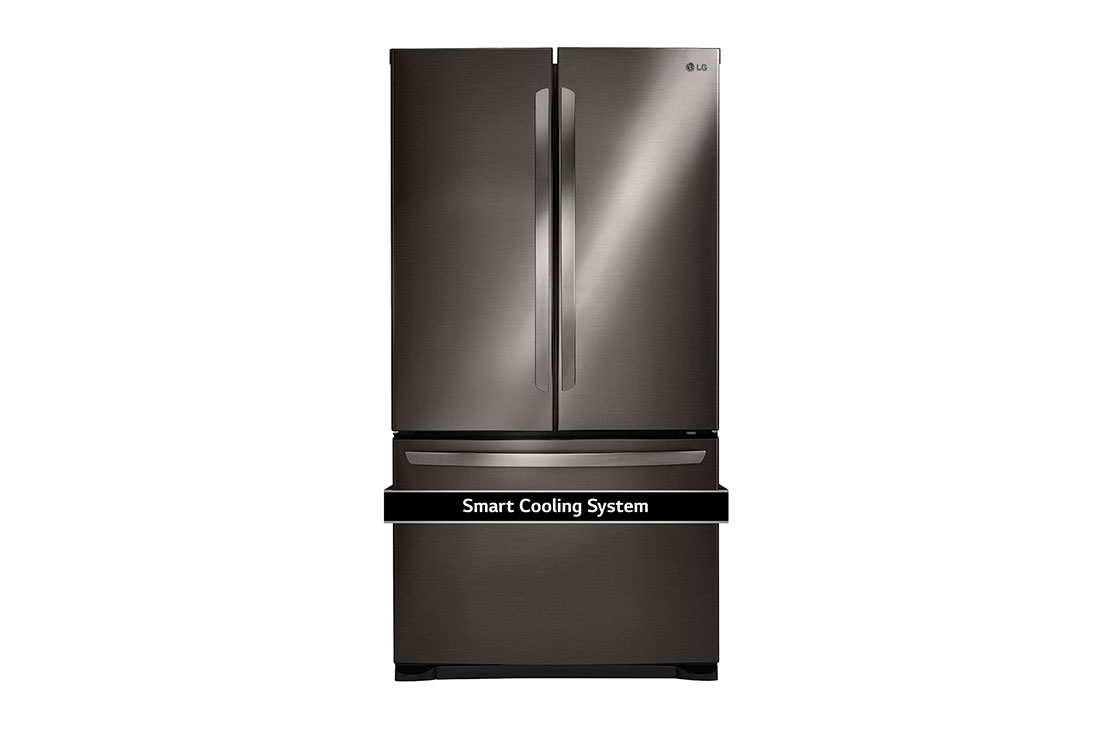 Side view of LG 30" 22 cu.ft. Standard-Depth French 3-Door Refrigerator - LRFNS2200D