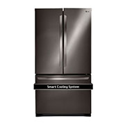 Side view of LG 30" 22 cu.ft. Standard-Depth French 3-Door Refrigerator - LRFNS2200D