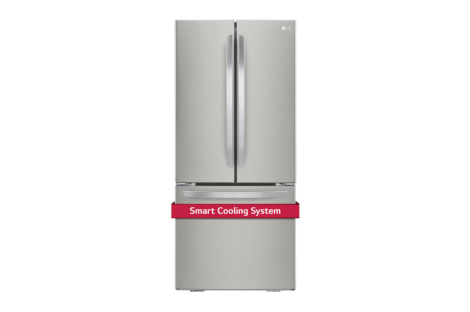 Side view of LG 30" 22 cu.ft. Standard-Depth French 3-Door Refrigerator - LRFNS2200S