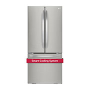 Side view of LG 30" 22 cu.ft. Standard-Depth French 3-Door Refrigerator - LRFNS2200S
