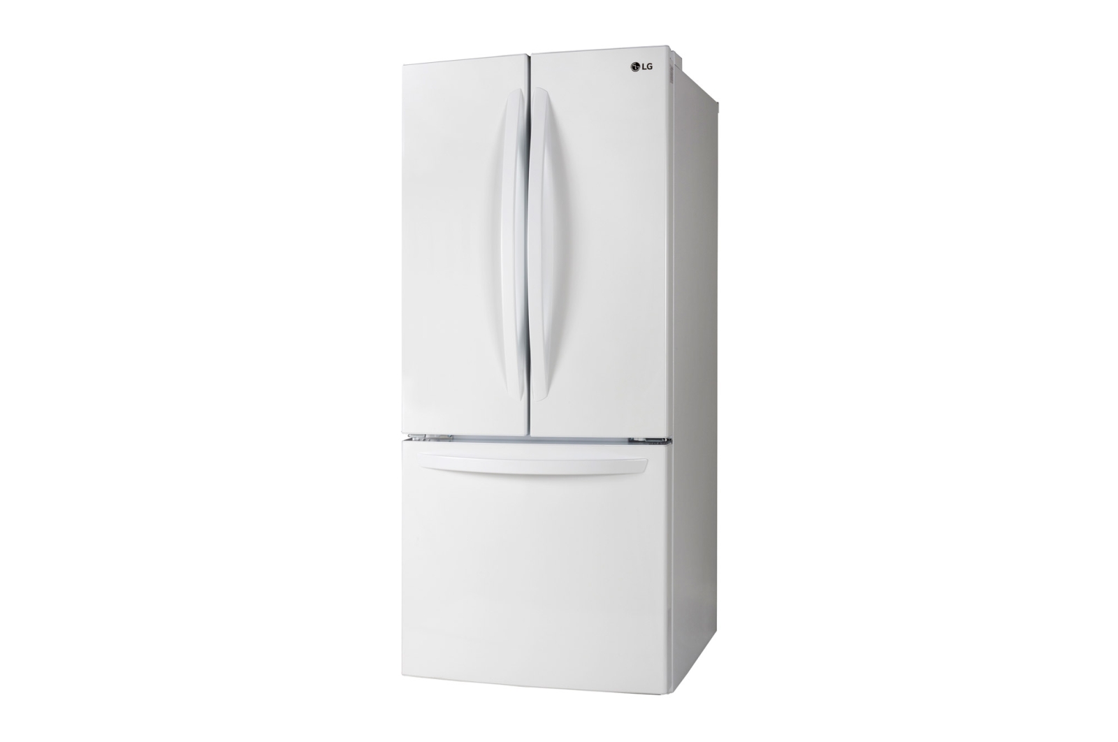 Side view of LG 30" 22 cu.ft. Standard-Depth French 3-Door Refrigerator - LRFNS2200W