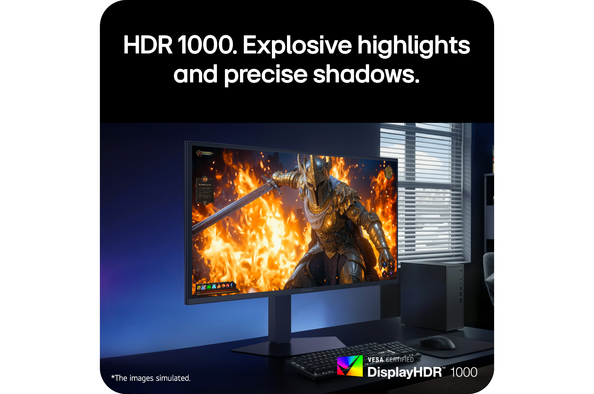 Front view of 27-inch UltraGear evo GM9, Hyper Mini LED Gaming Monitor with Dual Mode (5K 165Hz or QHD 330Hz) (27GM950B)