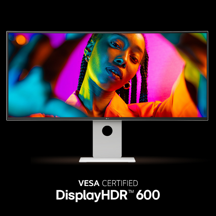 Front view of UltraFine monitor with a girl's image in it showing how color is shown accurately on it.