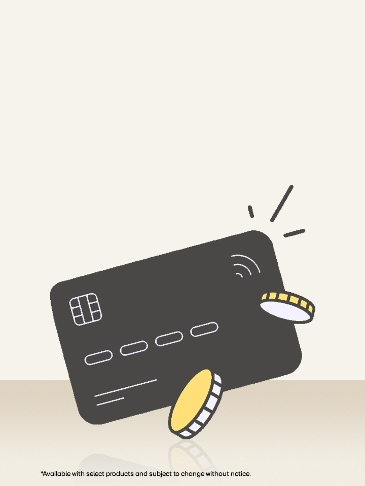 Financing theme represented by credit card and coins