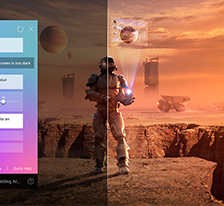 Des contenus de science-fiction sont diffusés sur l’écran d’un LG QNED TV. Sur l’écran se trouve l’interface AI Chatbot. L’utilisateur a envoyé un message à la fonction AI Chatbot indiquant que l’écran est trop sombre. La fonction AI Chabot a proposé des solutions en réponse à la demande. Toute la scène est aussi coupée en deux. D’un côté, l’écran est plus sombre, tandis que de l’autre, il est plus lumineux, illustrant comment la fonction AI Chatbot a automatiquement résolu le problème pour l’utilisateur.