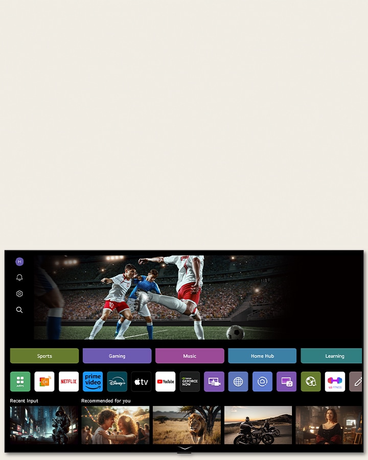Écran d’accueil de LG Channels montrant la variété des contenus disponibles sur un LG TV. 