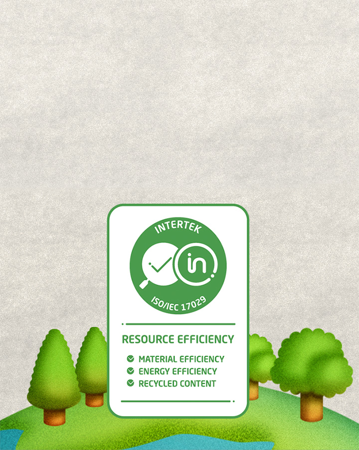 Marque de certification de l’efficacité des ressources par Intertek.