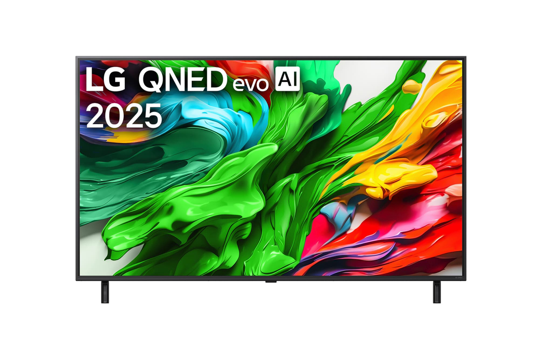Vue de face de 55 pouces LG QNED evo AI QNED85 MiniLED 4K Smart TV 2025 55QNED85AUA