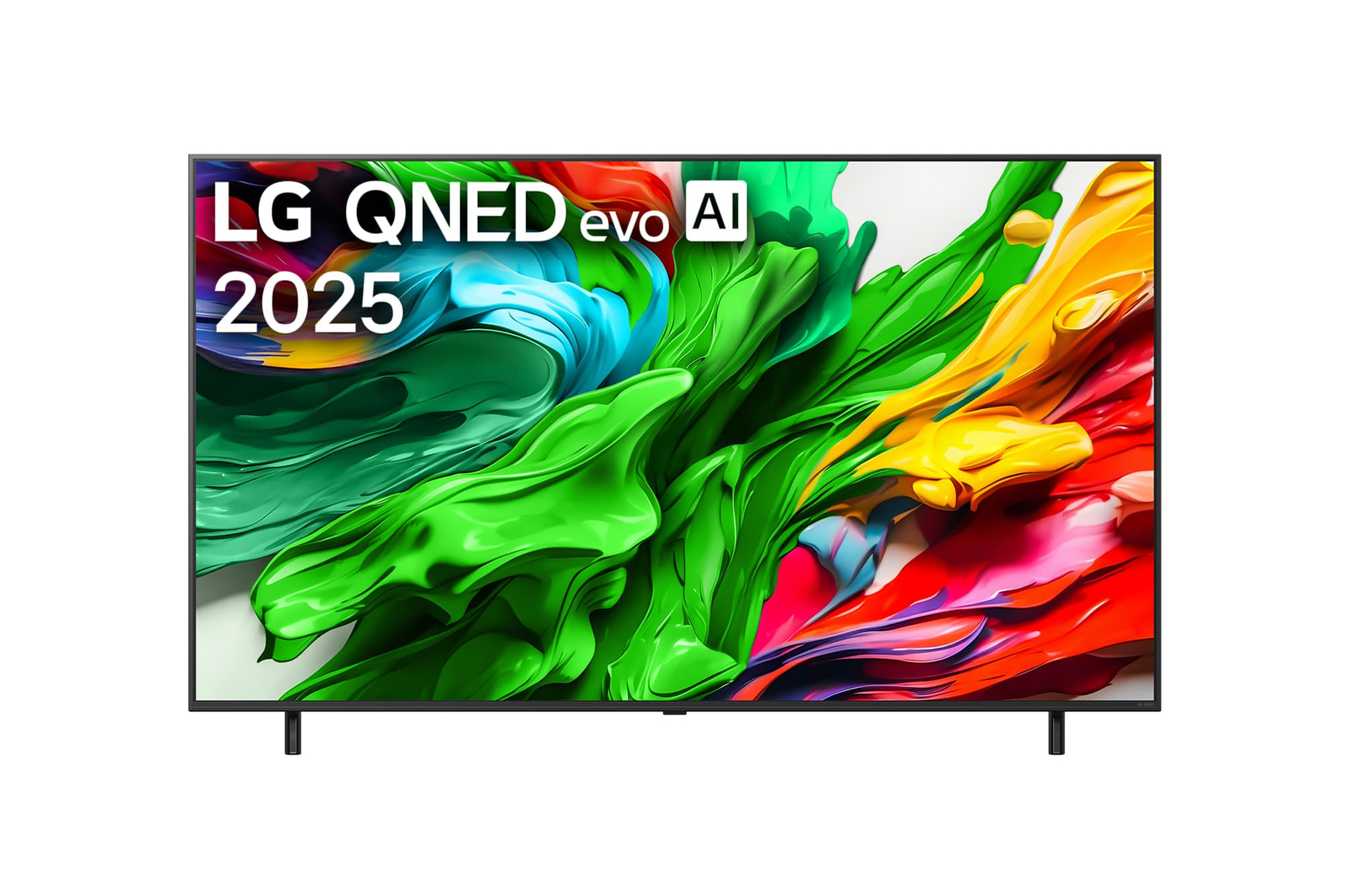 Vue de face de 65 pouces LG QNED evo AI QNED85 MiniLED 4K Smart TV 2025 65QNED85AUA