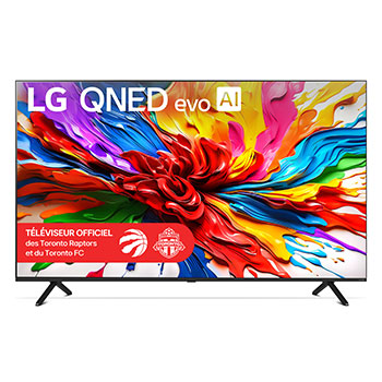 Vue de face de 75 pouces LG QNED evo AI QNED92 MiniLED 4K Smart TV 2025 75QNED92AUA