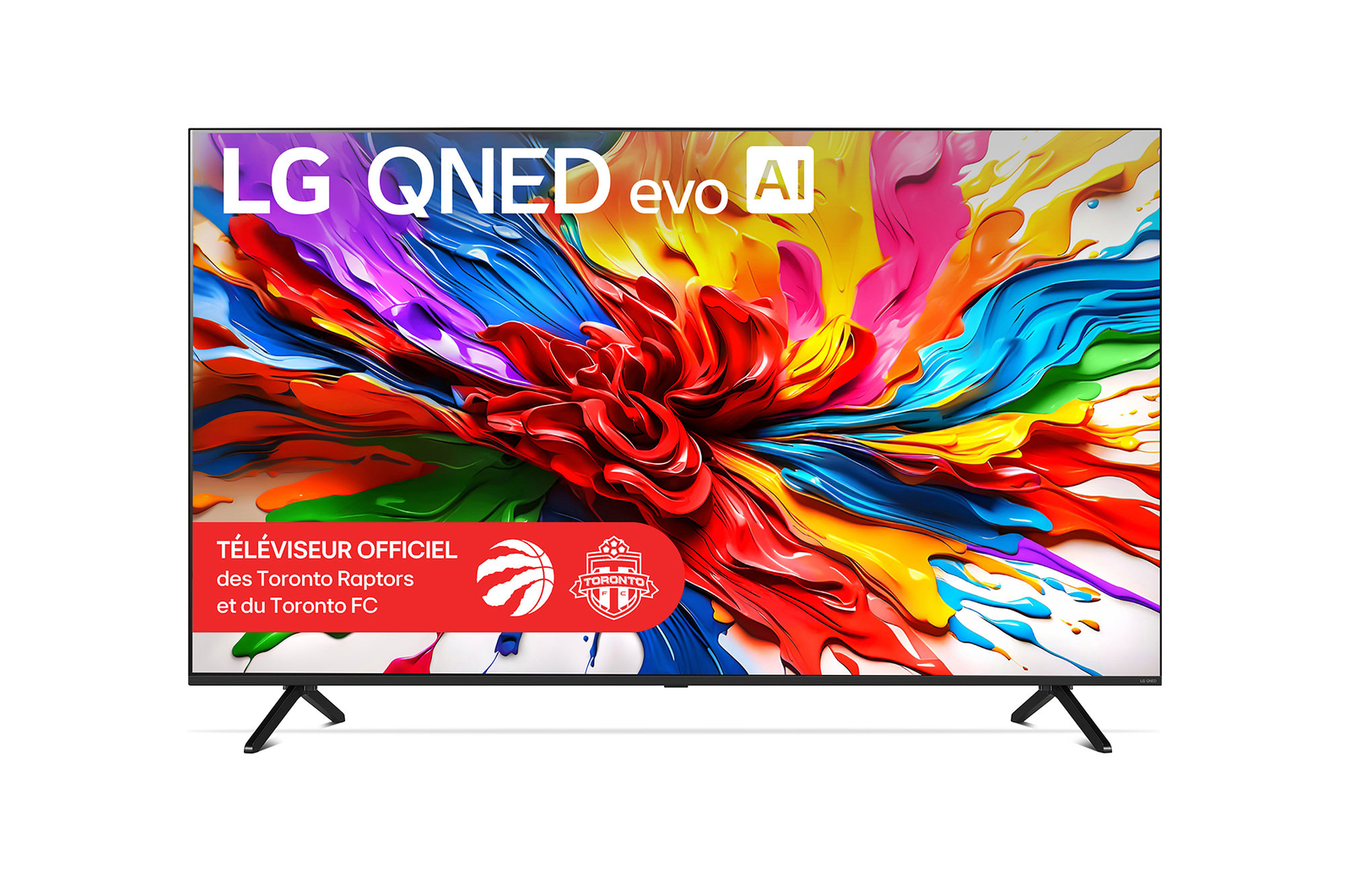 Vue de face de 85 pouces LG QNED evo AI QNED92 MiniLED 4K Smart TV 2025 85QNED92AUA