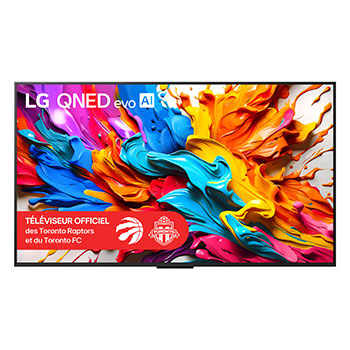 Vue de face de 65 pouces LG QNED evo AI QNED9M MiniLED 4K Smart TV 2025 65QNED9MAUA