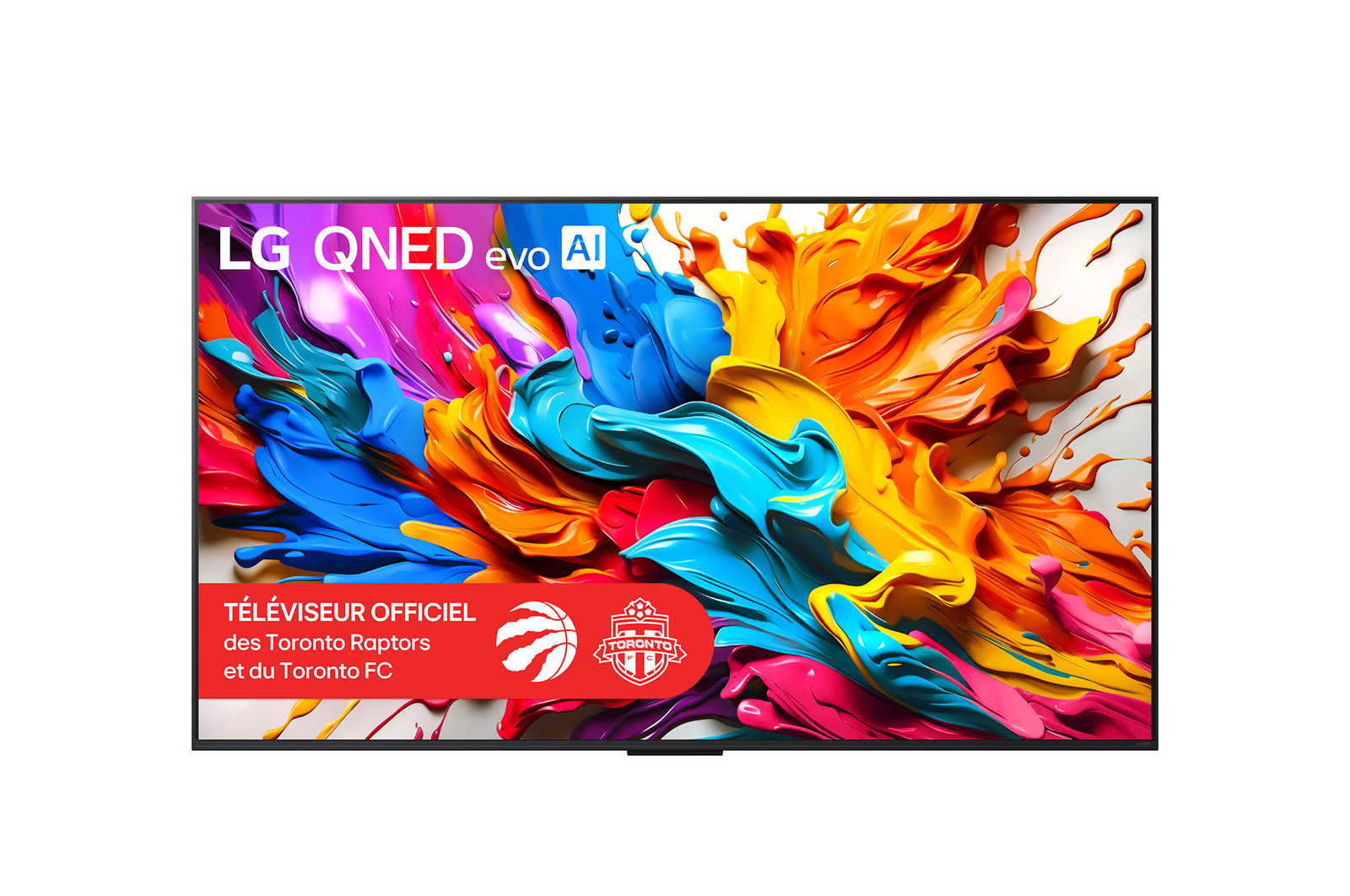 Vue de face de 75 pouces LG QNED evo AI QNED9M MiniLED 4K Smart TV 2025 75QNED9MAUA