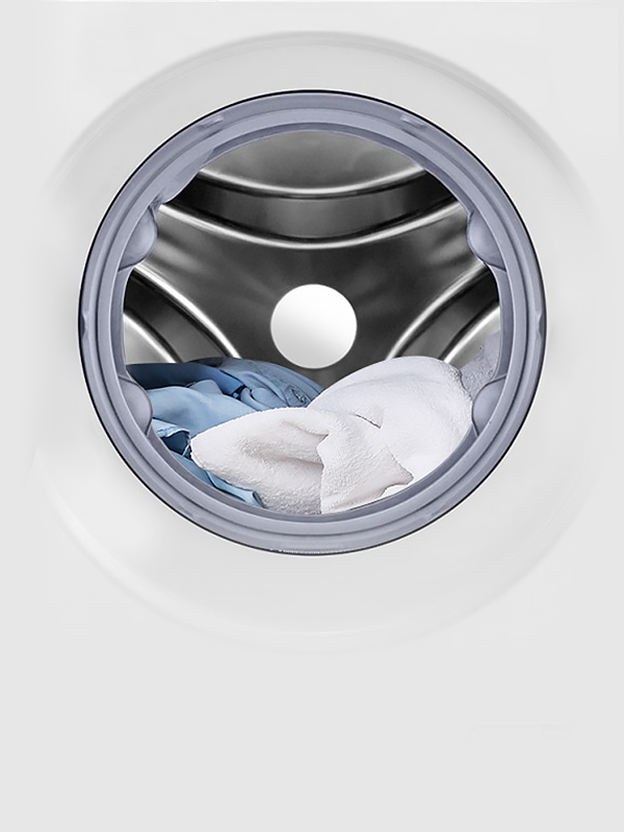 LG sèche-linge comparaison des tambours étiquetés lavage et séchage montre la différence de capacité de charge.