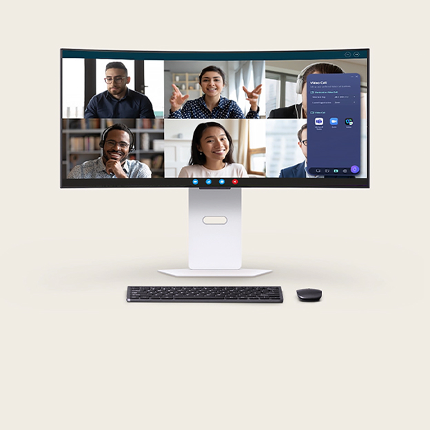 Écran de moniteur LG avec menus de l'app LG Switch, illustrant les outils de gestion d'écran.
