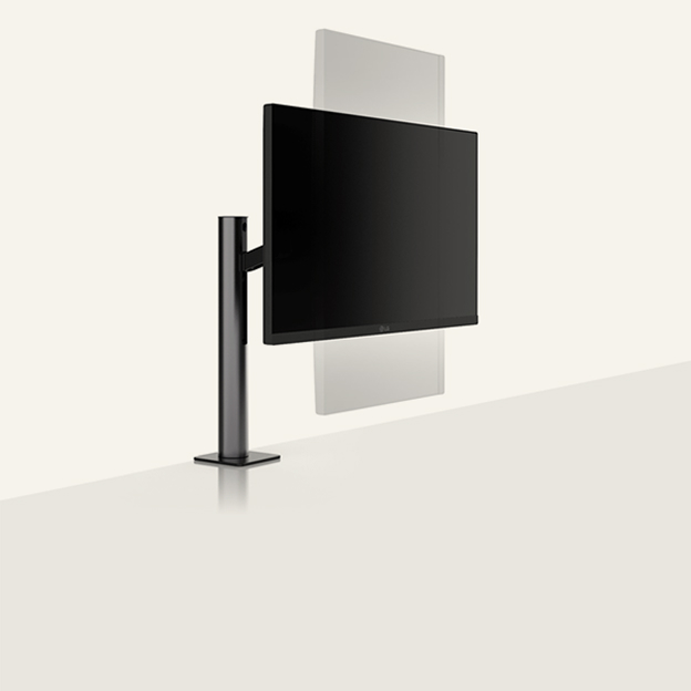 Schéma du support de moniteur LG montrant la rotation de l'écran à la verticale illustre le Pivot.