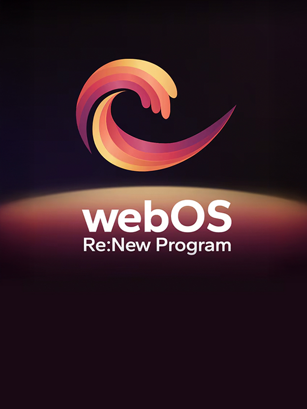 Graphique du moniteur intelligent LG avec logo webOS Re:New Program et badge CES 2025 illustre les mises à jour webOS.