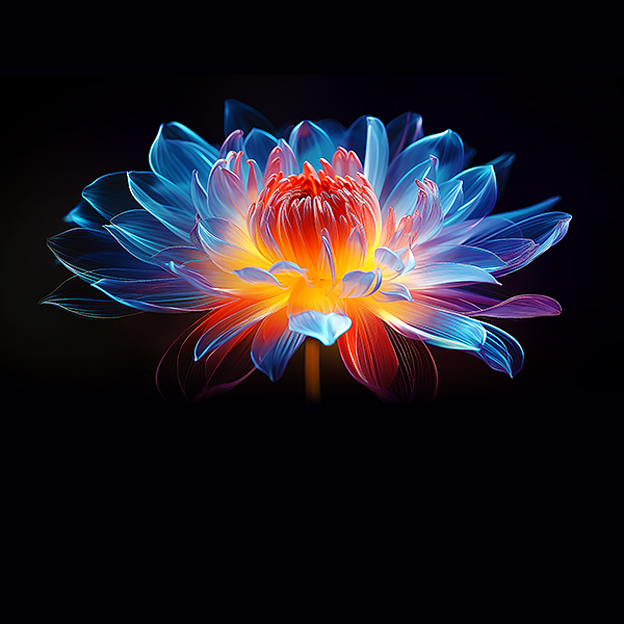 Écran LG TV affichant fleur lumineuse sur fond sombre, illustrant contrôle de lumière Mini LED et contraste.