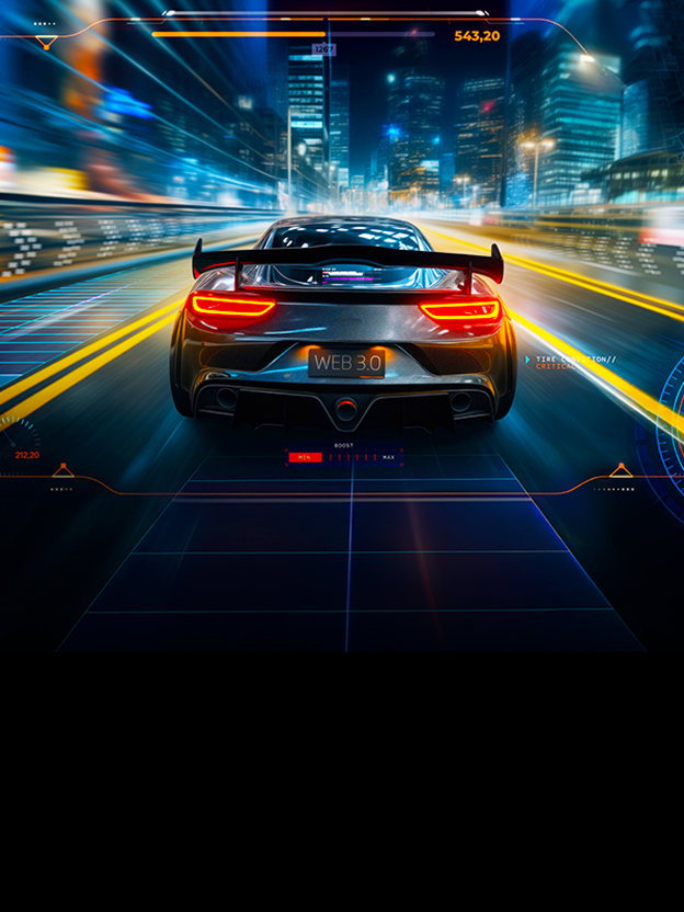 Écran LG TV avec voiture de course et graphismes HUD, illustrant le jeu sans déchirure avec NVIDIA G-SYNC et AMD FreeSync Premium.