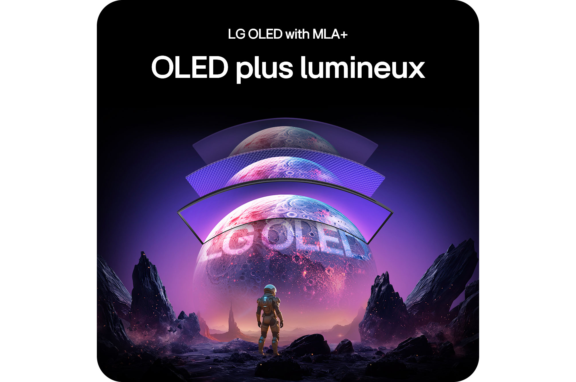 Moniteur LG 34GX900A mettant en avant la technologie LG OLED avec MLA+, offrant l'image OLED la plus lumineuse avec un contraste supérieur pour une qualité visuelle exceptionnelle.