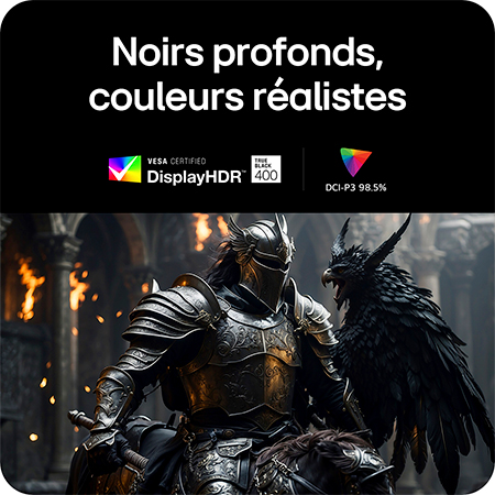 Moniteur LG 45GX900A produisant des noirs plus profonds et des couleurs réalistes grâce à la certification VESA DisplayHDR™ 400 (True Black) et à la couverture 98.5% DCI-P3.