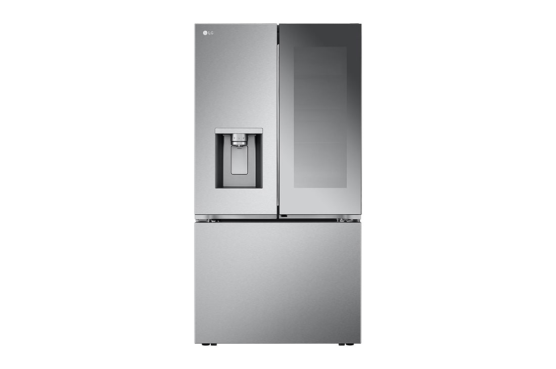 Vue de face du LG Frigo de 26 pi³/36 po, Mirror InstaViewMD, Door-in-DoorMD, prof. de compt., 3 portes/2 battants | Distr. eau/glaçons | Craft IceMD (4 types) - LRYKC2606S