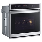Vue latérale du LG Four mural de 4,7 pi³ | Conv. véritable, sous vide à la vapeur, Air Fry, InstaView🅫, SelfClean, EasyClean🅫, intell., acier inox. - WSEP4727F