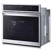 Vue latérale du LG Four mural de 4,7 pi³ | Conv. véritable, sous vide à la vapeur, Air Fry, InstaView🅫, SelfClean, EasyClean🅫, intell., acier inox. - WSEP4727F