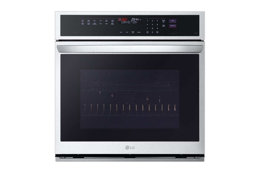 Vue de face du LG Four mural de 4,7 pi³ | Conv. véritable, sous vide à la vapeur, Air Fry, InstaView🅫, SelfClean, EasyClean🅫, intell., acier inox. - WSEP4727F
