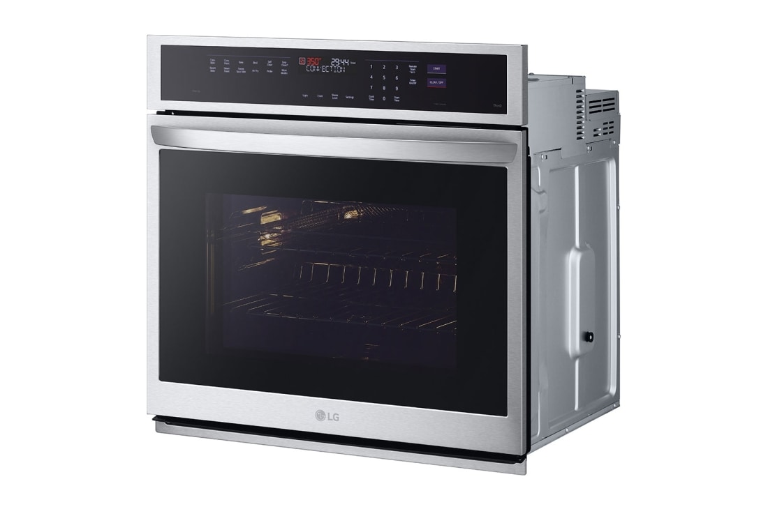 Vue latérale du LG Four mural de 4,7 pi³ | Conv. véritable, sous vide à la vapeur, Air Fry, InstaView🅫, SelfClean, EasyClean🅫, intell., acier inox. - WSEP4727F
