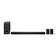 Front view of Soundbar, subwoofer, and Rear Speakers