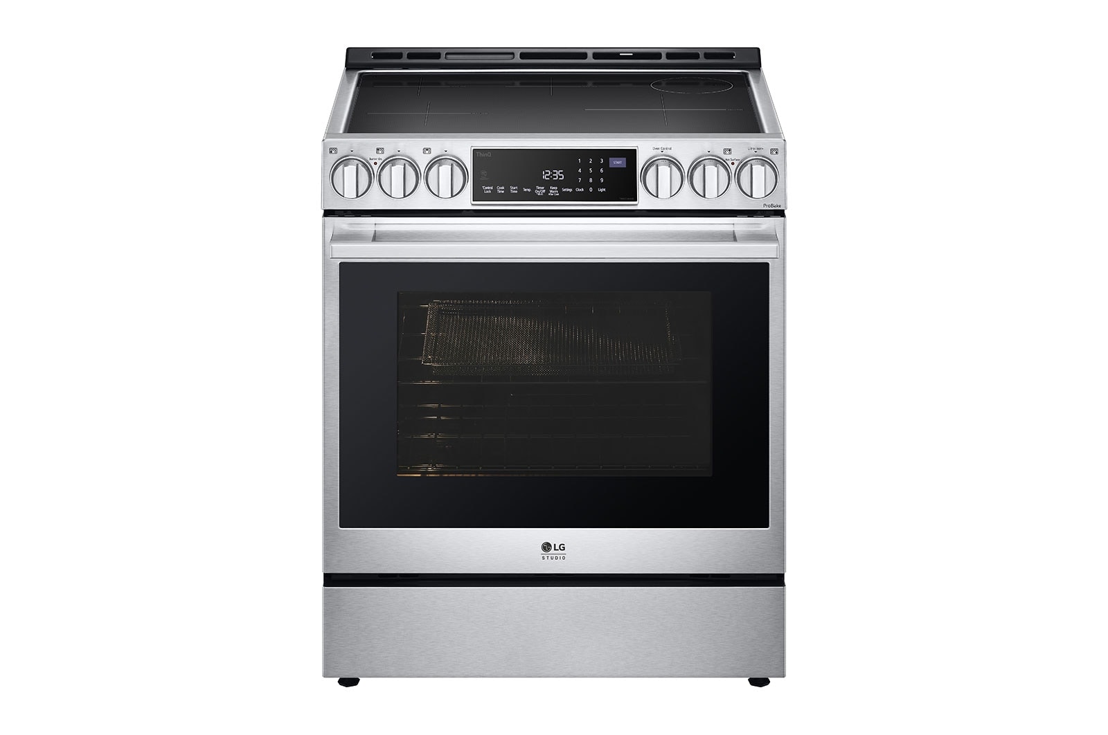 Vue latérale du LG Cuisinière à induction de 6,3 pi³/30 po LG STUDIO | ProBake Conv., Air Sous-Vide, Air Fry, SelfClean, EasyClean🅫, acier inox., encastr. - LSIS6338F