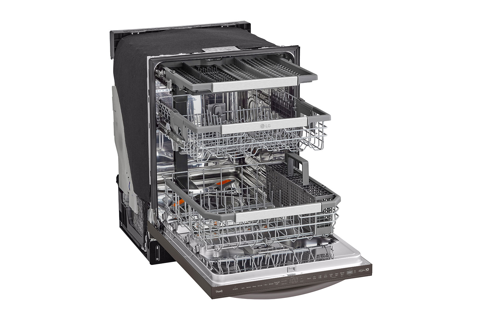 LG Lave-vaisselle de 24 po LG, TrueSteam🅫, QuadWash🅫 Pro, Dynamic Heat Dry🅪, 42 dB, cycle de 1 h, commandes sup., acier inox. noir, LDTH7972D