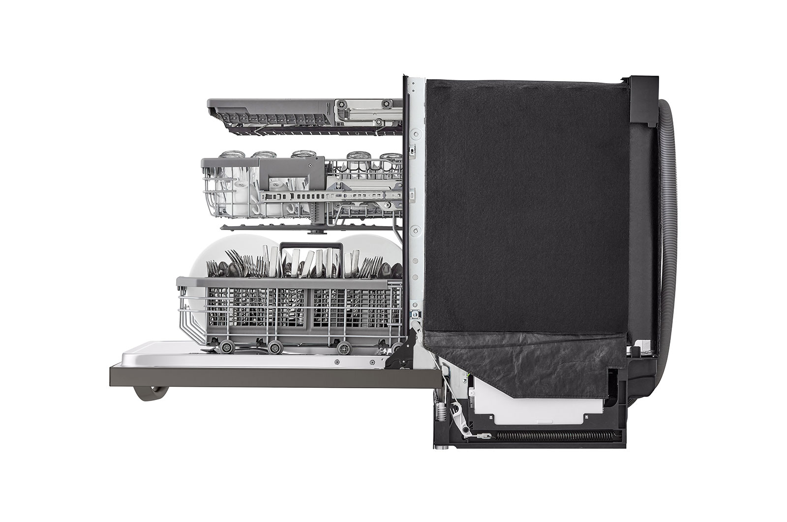 LG Lave-vaisselle de 24 po LG, TrueSteam🅫, QuadWash🅫 Pro, Dynamic Heat Dry🅪, 42 dB, cycle de 1 h, commandes sup., acier inox. noir, LDTH7972D