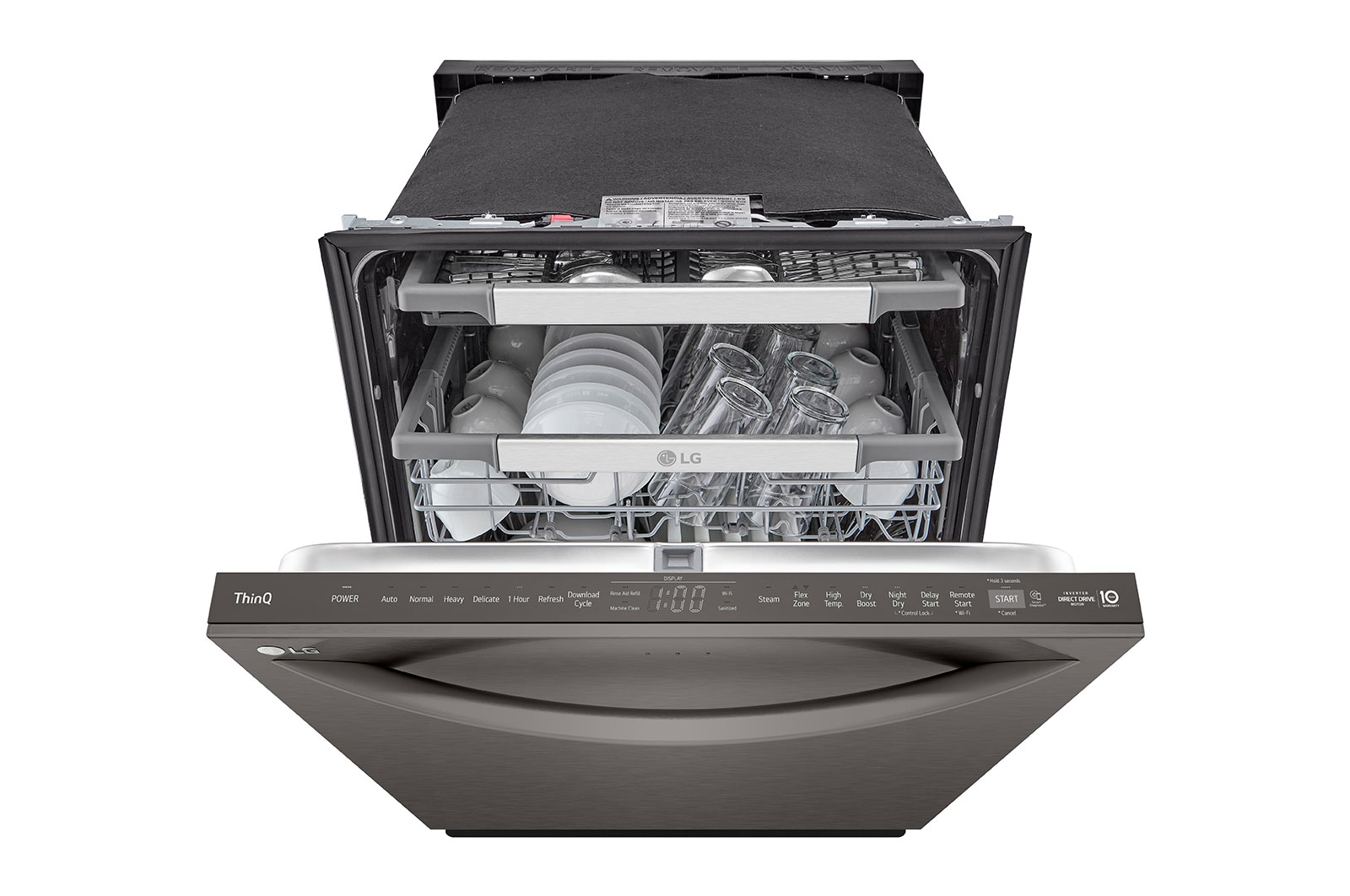 LG Lave-vaisselle de 24 po LG, TrueSteam🅫, QuadWash🅫 Pro, Dynamic Heat Dry🅪, 42 dB, cycle de 1 h, commandes sup., acier inox. noir, LDTH7972D