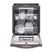 Vue latérale du LG Lave-vaisselle de 24 po LG, TrueSteam🅫, QuadWash🅫 Pro, Dynamic Heat Dry🅪, 42 dB, cycle de 1 h, commandes sup., acier inox. noir - LDTH7972D