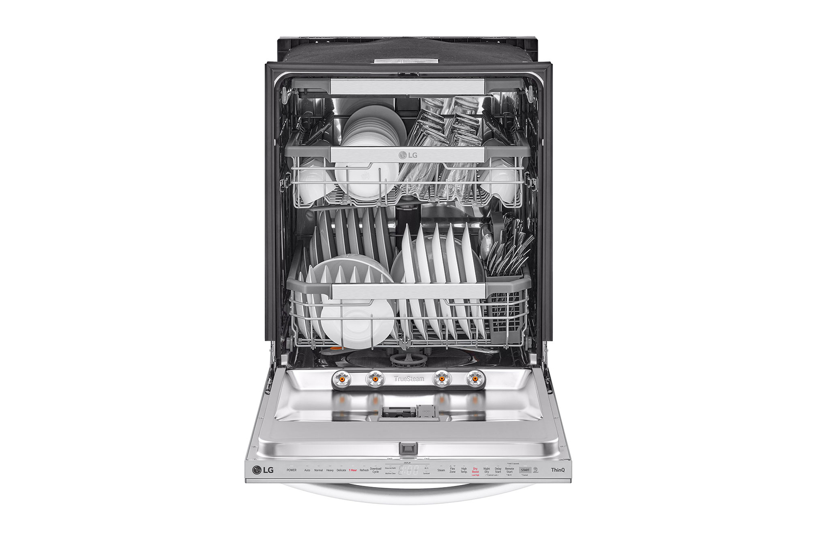 Vue latérale du LG Lave-vaisselle de 24 po LG, TrueSteam🅫, QuadWash🅫 Pro, Dynamic Heat Dry🅪, 42 dB, cycle de 1 h, commandes sup., acier inox. - LDTH7972S