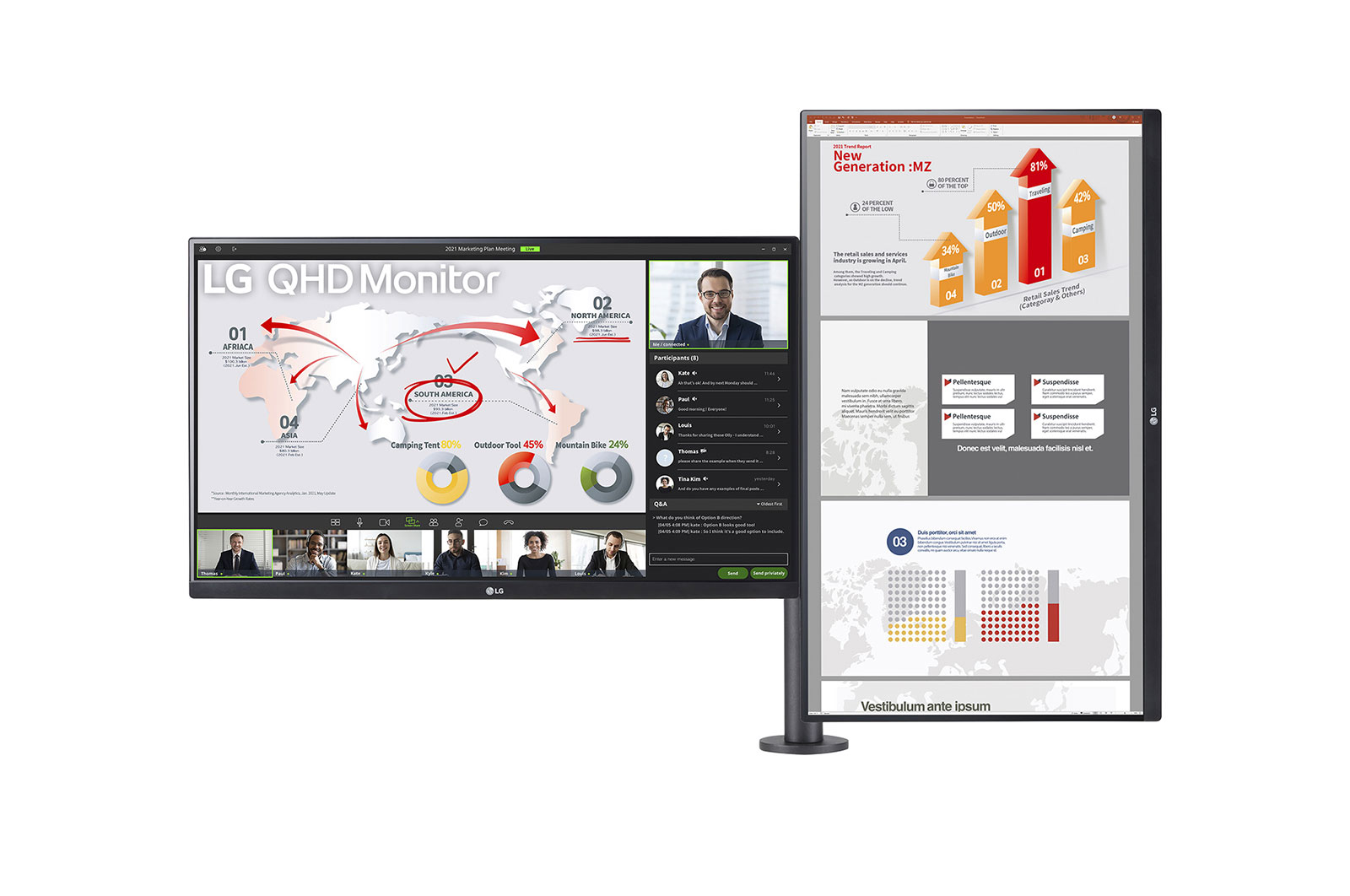 LG Moniteur QHD Ergo Dual de 27 po avec connexion en guirlande, 27QP88D-B2