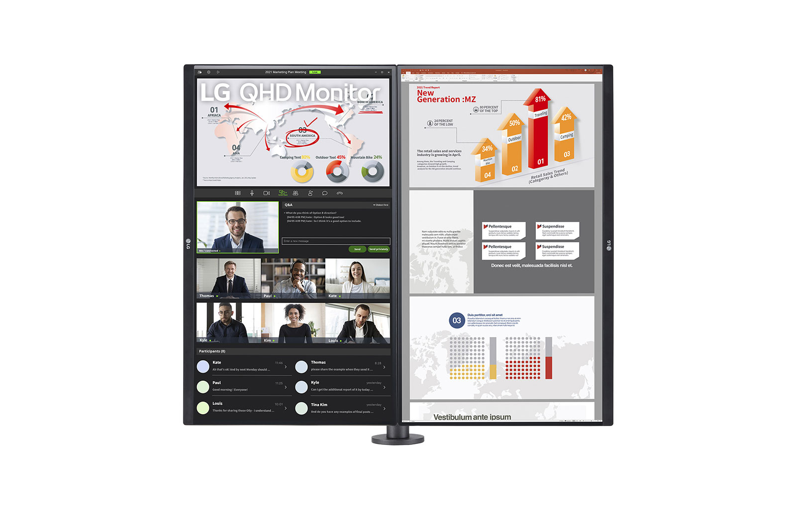 LG Moniteur QHD Ergo Dual de 27 po avec connexion en guirlande, 27QP88D-B2