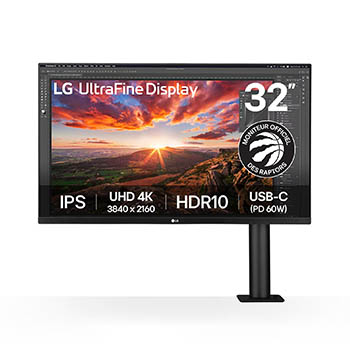front view with the monitor arm on the right