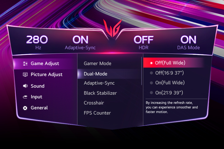 Image de l’interface GUI pour le Dual-Mode.