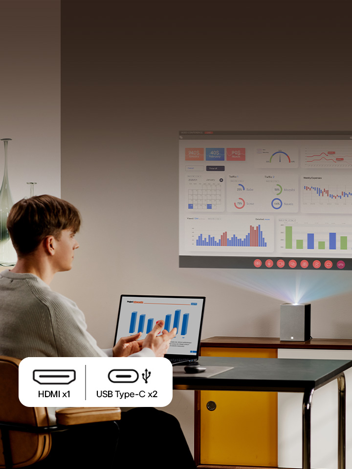 Projection d’un graphique par le LG CineBeam