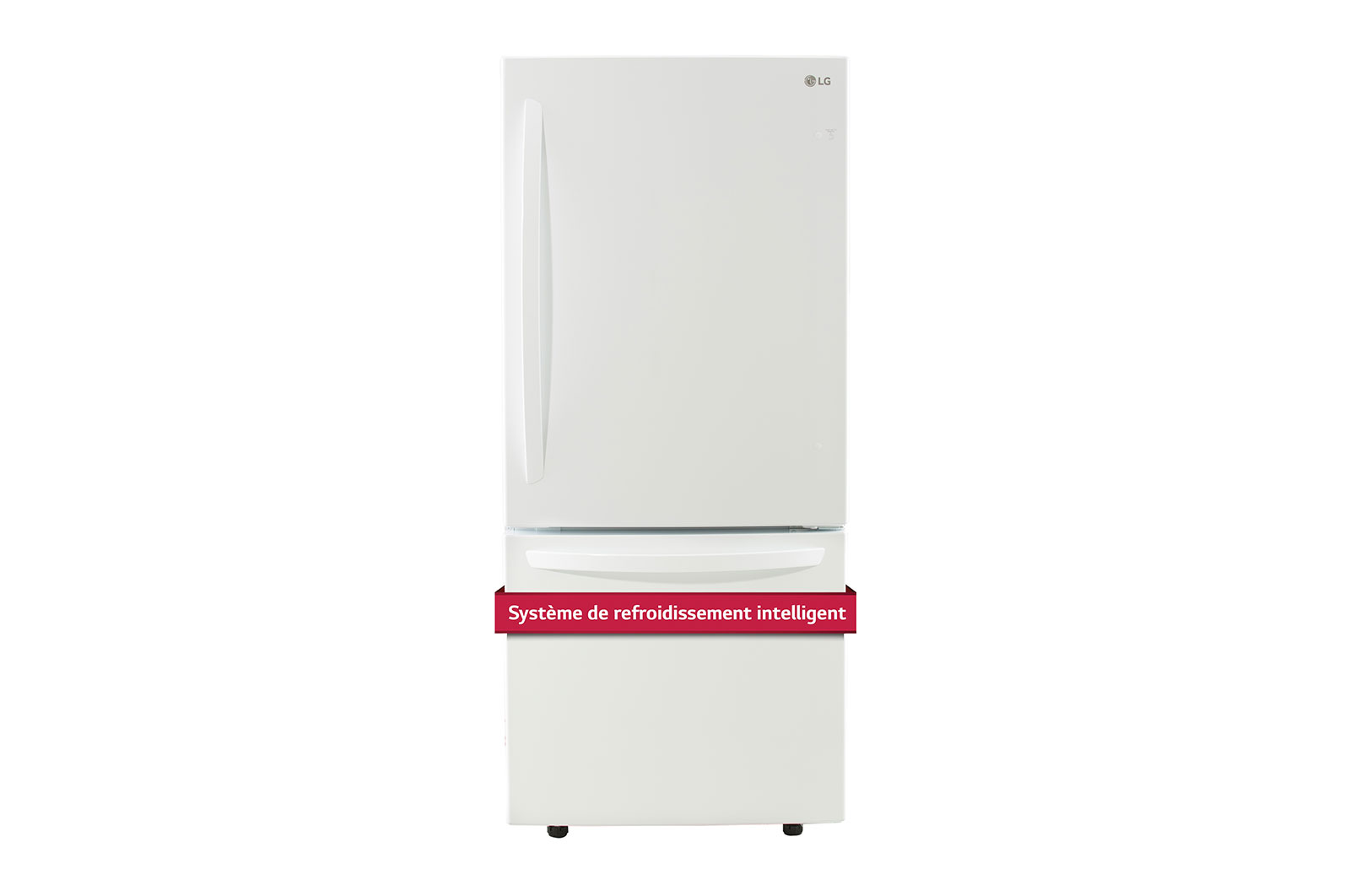 Vue de face du LG Réfrigérateur de 22 pi³/30 po, prof. stand., congélateur au bas - LRDNS2200W