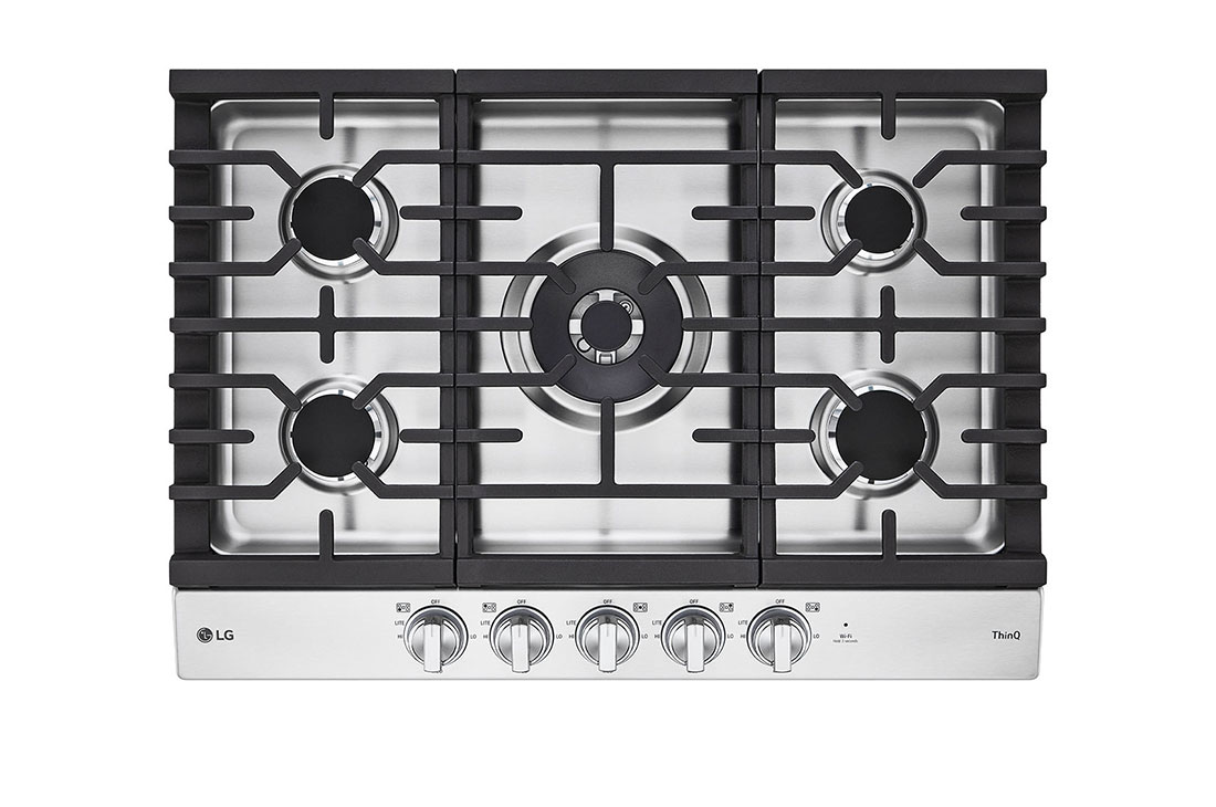 Vue latérale du LG Surface de cuisson au gaz de 30 po | UltraHeat🅪 de 20 000 BTU, deux brûleurs, boutons à DEL, EasyClean🅫, intell., acier inox. - CBGJ3027S