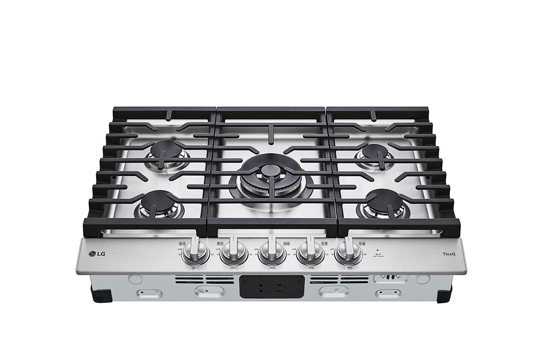 LG Surface de cuisson au gaz de 30 po | UltraHeat<sup>MC</sup> de 20 000 BTU, deux brûleurs, boutons à DEL, EasyClean<sup>MD</sup>, intell., acier inox., CBGJ3027S