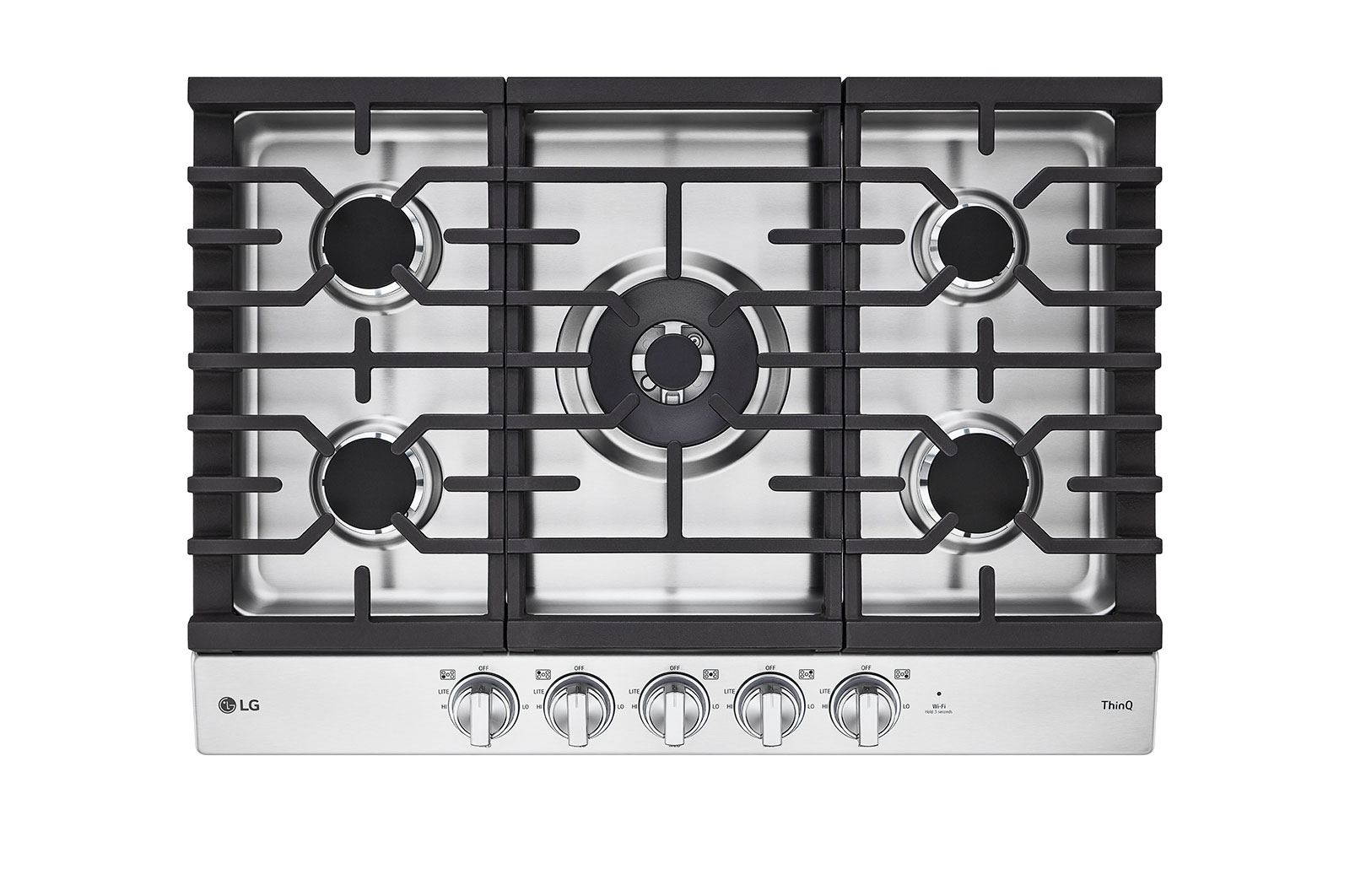 Vue latérale du LG Surface de cuisson au gaz de 30 po | UltraHeat🅪 de 20 000 BTU, deux brûleurs, boutons à DEL, EasyClean🅫, intell., acier inox. - CBGJ3027S