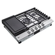 LG Surface de cuisson au gaz de 30 po | UltraHeat<sup>MC</sup> de 20 000 BTU, deux brûleurs, boutons à DEL, EasyClean<sup>MD</sup>, intell., acier inox., CBGJ3027S