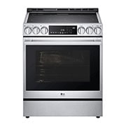 Vue latérale du LG Cuisinière élec. de 6,3 pi³/30 po LG STUDIO | ProBake Conv., Air Sous-Vide, Air Fry, SelfClean, EasyClean🅫, intell., acier inox., encastr. - LSES6338F