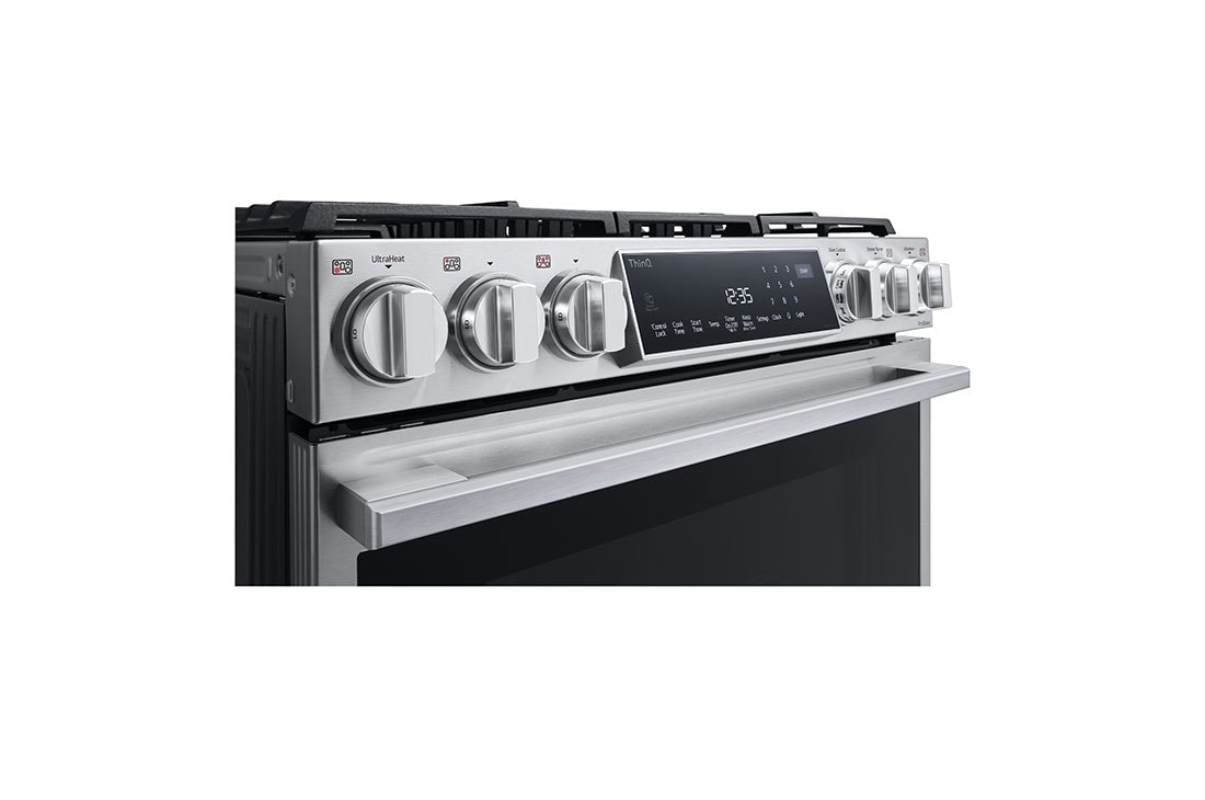 LG Cuisinière au gaz. de 6,3 pi³/30 po LG STUDIO | ProBake Conv., Air Sous-Vide, Air Fry, SelfClean, EasyClean🅫, acier inox., encastr., LSGS6338F