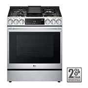 Vue de face du LG Cuisinière au gaz encastrable de 6,3 pi³ avec les technologies InstaView🅫, ProBake Convection🅫 et Air Fry de LG STUDIO - LSGS6338F